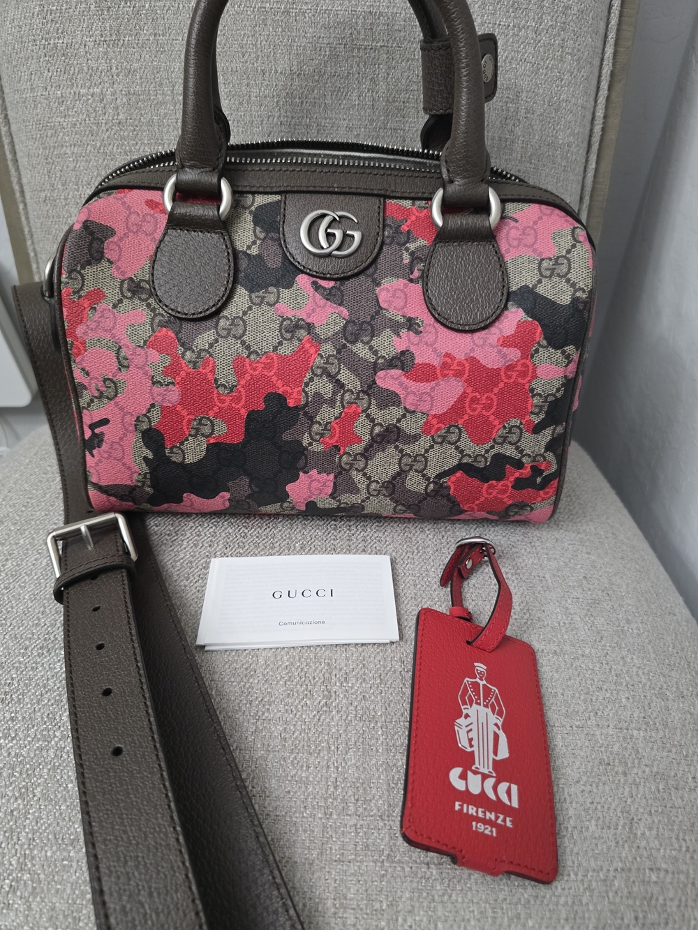 NWT Gucci Camouflage GG Supreme Small Boston Bag